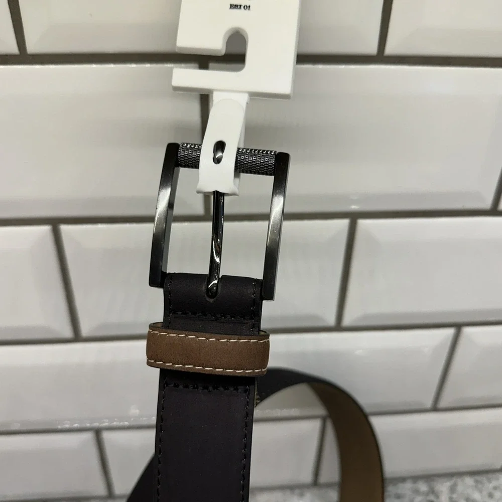 ROBERT GRAHAM Signature Ripaso‎ Rich Black Leather Belt Size 40 Men's Gun Metal